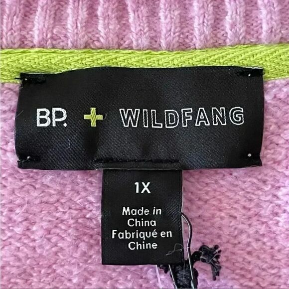 Nordstrom Knit Crop V-Neck Sweater Color Block BP Wildfang Size 1X - Picture 8 of 13